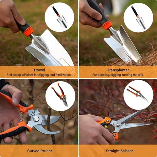 HASTHIP® 10Pcs Gardening Tools Set - Heavy Duty Stainless Steel - Gardening Tools Kit for Home Garden - Plant Cutter for Home Garden - Manual Planting Tools with Tool Bag - Suitable for Patio & Lawn HASTHIP® 10Pcs Gardening Tools Set - Heavy Duty Stainless Steel - Gardening Tools Kit for Home Garden - Plant Cutter for Home Garden - Manual Planting Tools with Tool Bag - Suitable for Patio & Lawn